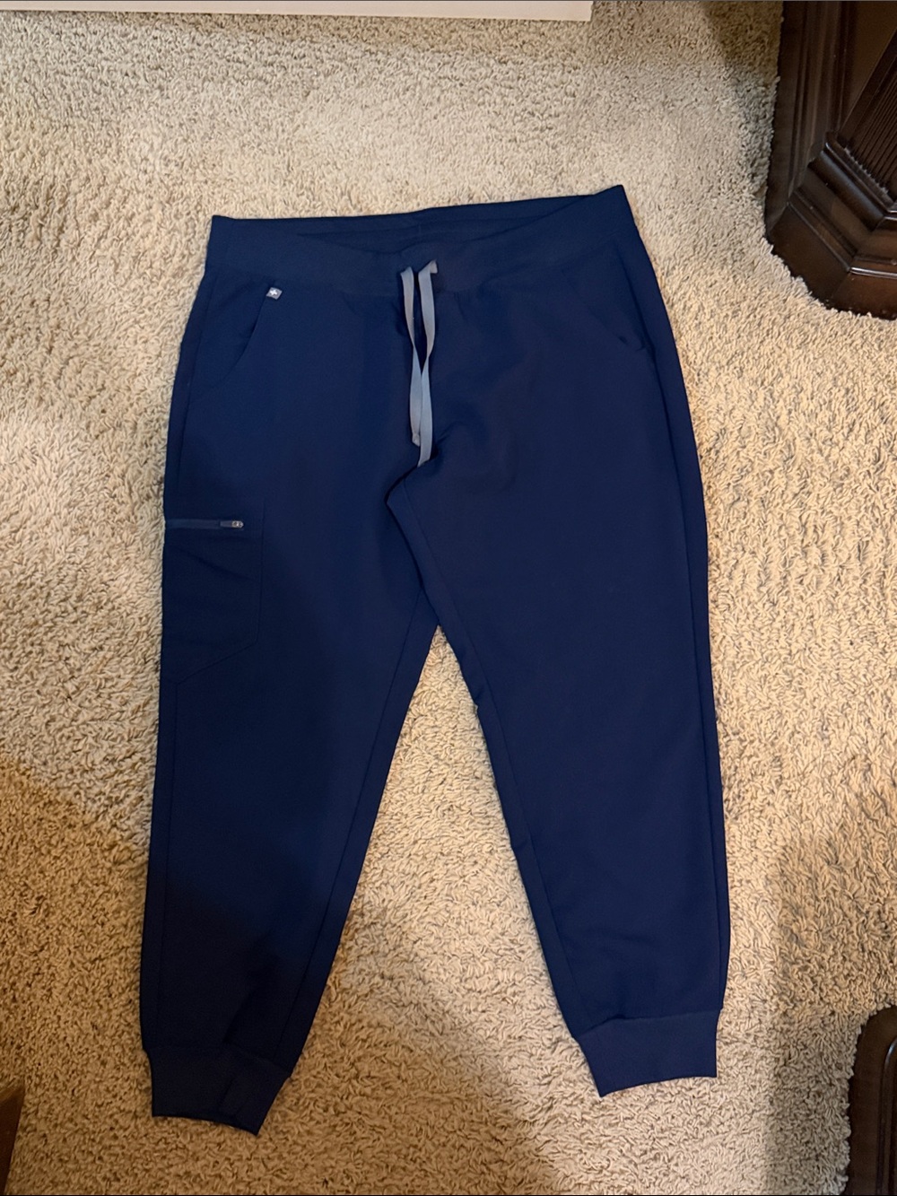 Figs Women's Navy Slim Jogger Pants with Gray Drawstring